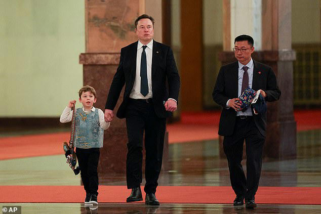 Tech billionaire Elon Musk has taken his son X ? A-12 to an important meeting with China's leadership in Beijing