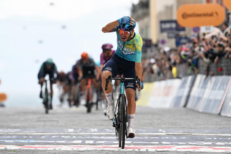 Ballerini esquiva una caída en los últimos metros para ganar la sexta etapa del Giro de Italia.