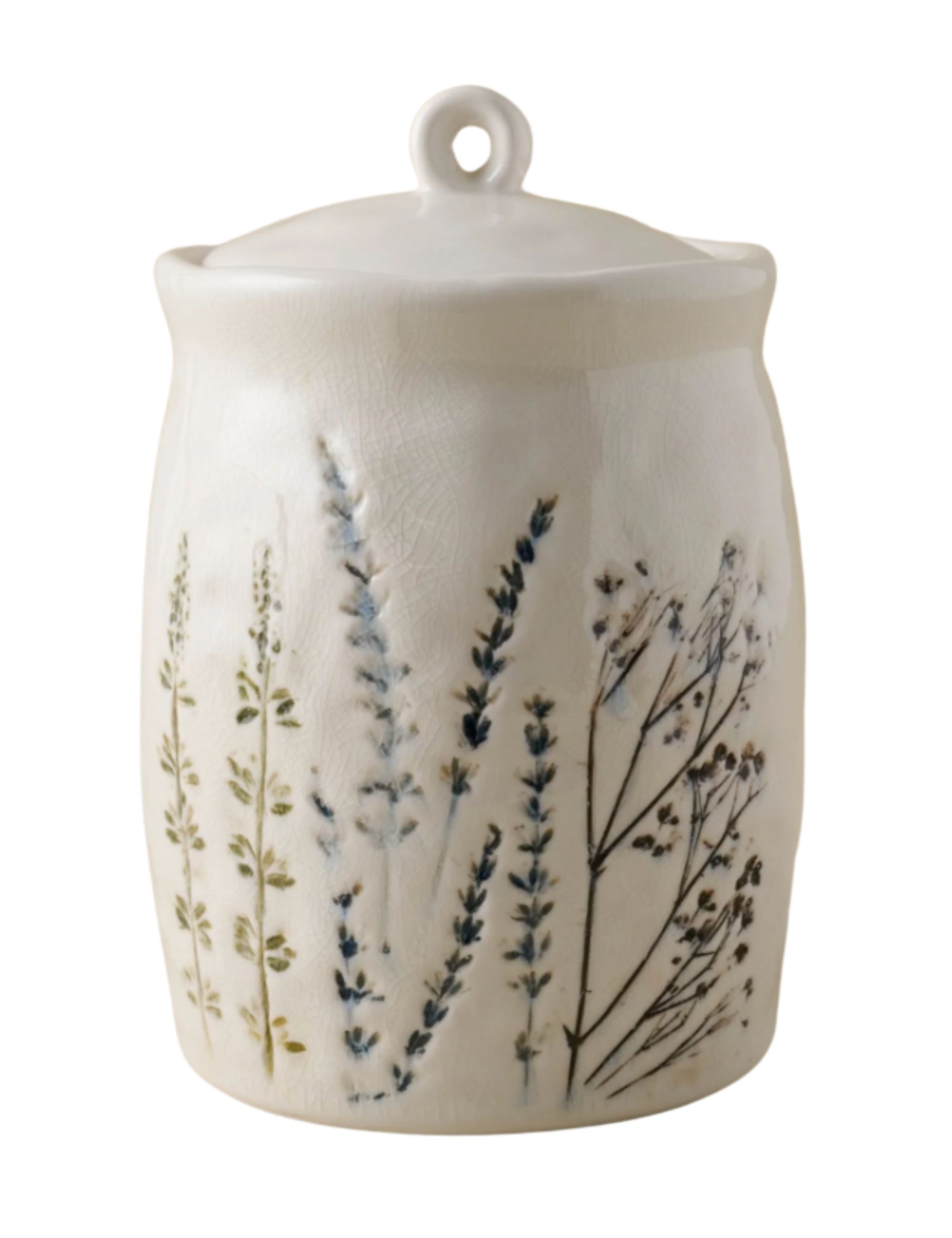 Magnolia, Pressed Floral Ceramic Canister