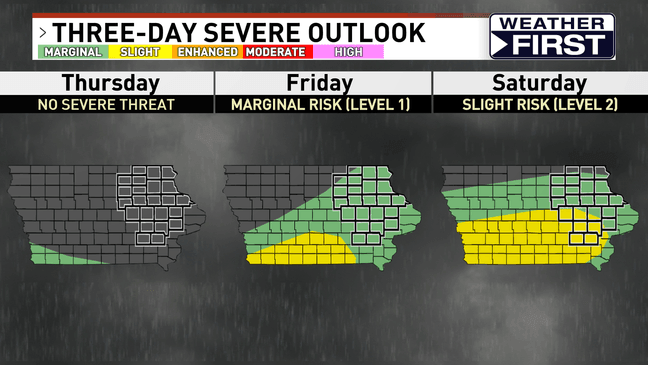 Rounds of storms expected in eastern Iowa, some could be strong to severe