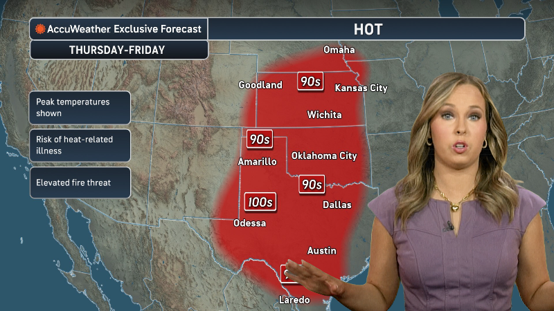 Dangerous heat and severe storms heading to central US