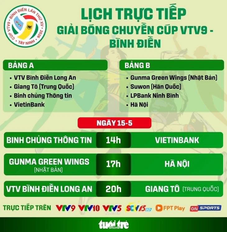 Lịch trực tiếp giải bóng chuyền Cúp VTV9 - Bình Điền
