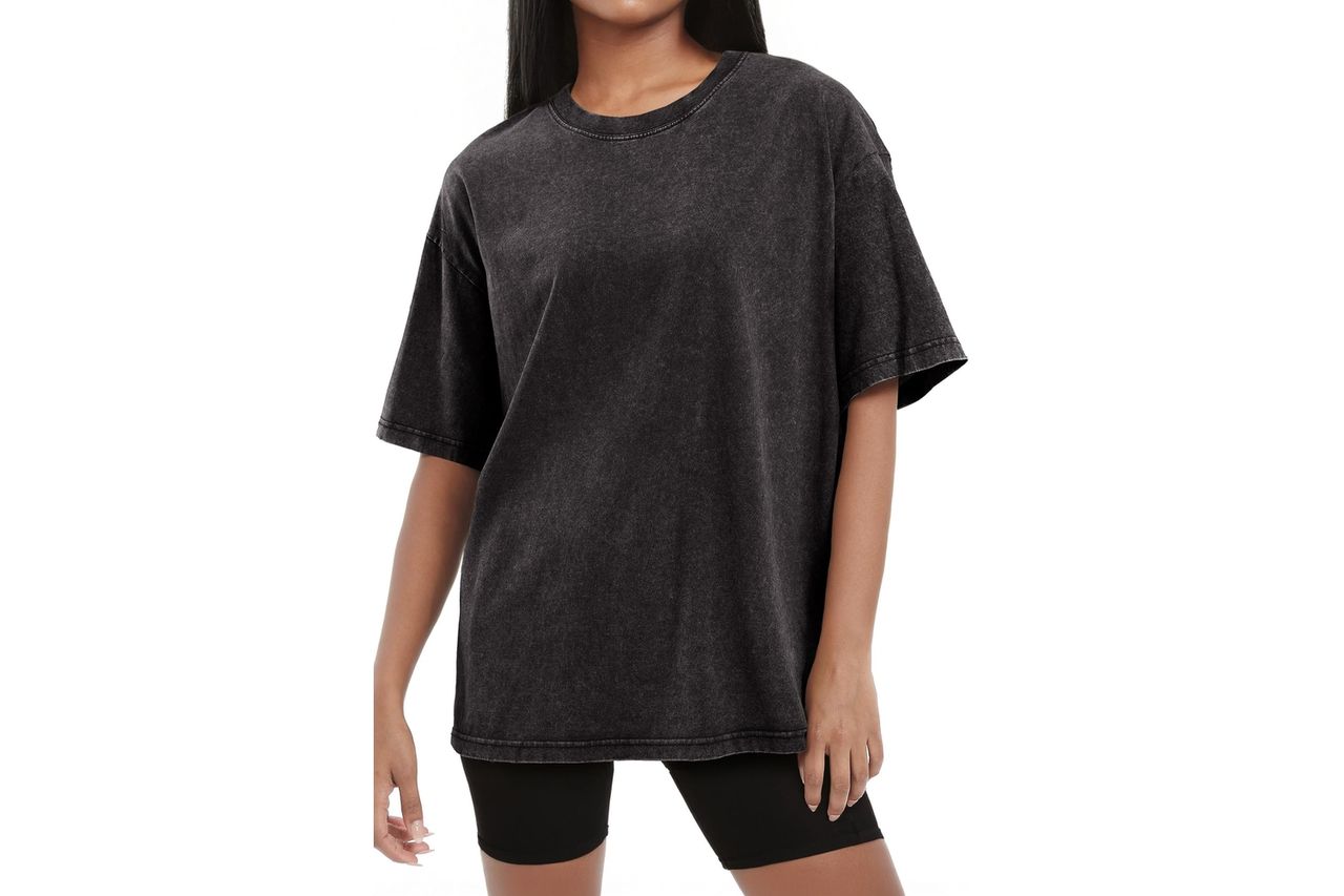 SHEWIN Oversized Wash Out Fabric Tee Shirts Trendy Cotton Tops Casual Work Tshirt 2026