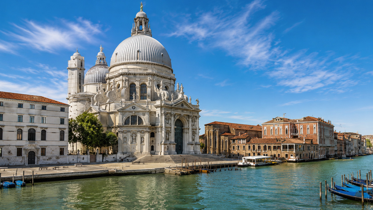 Venice’s Grand Canal view with Basilica di Santa Maria della Salute