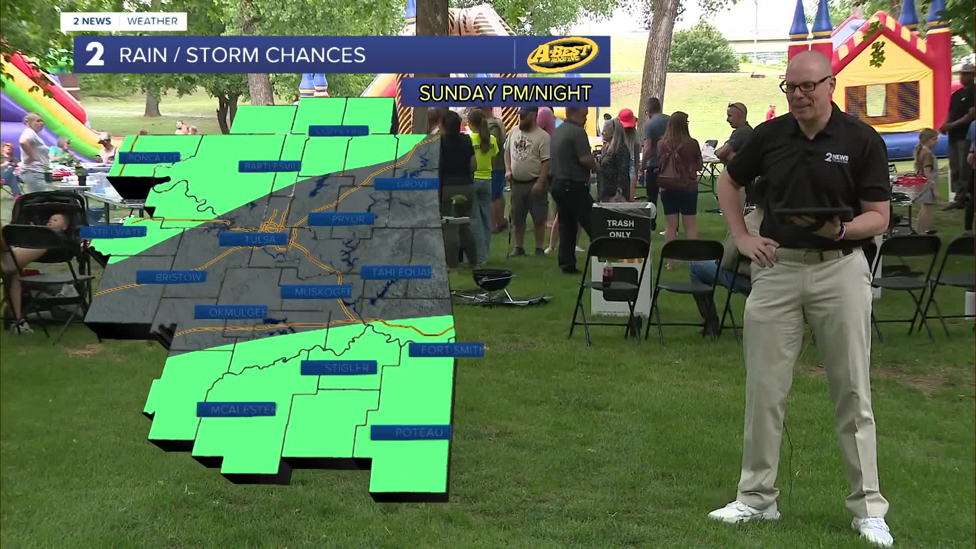 Scattered showers with warm, windy conditions on Friday