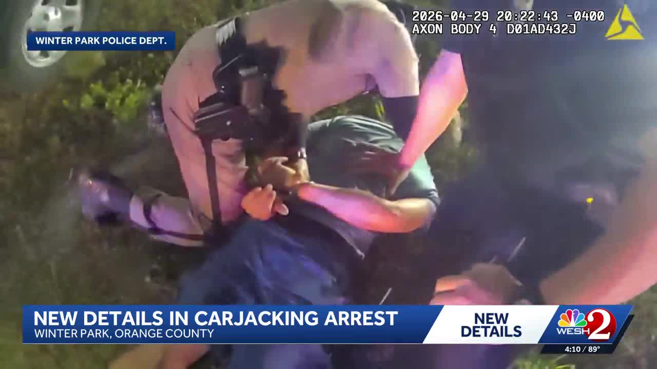Video shows armed carjacking suspect's arrest after police chase on I-4