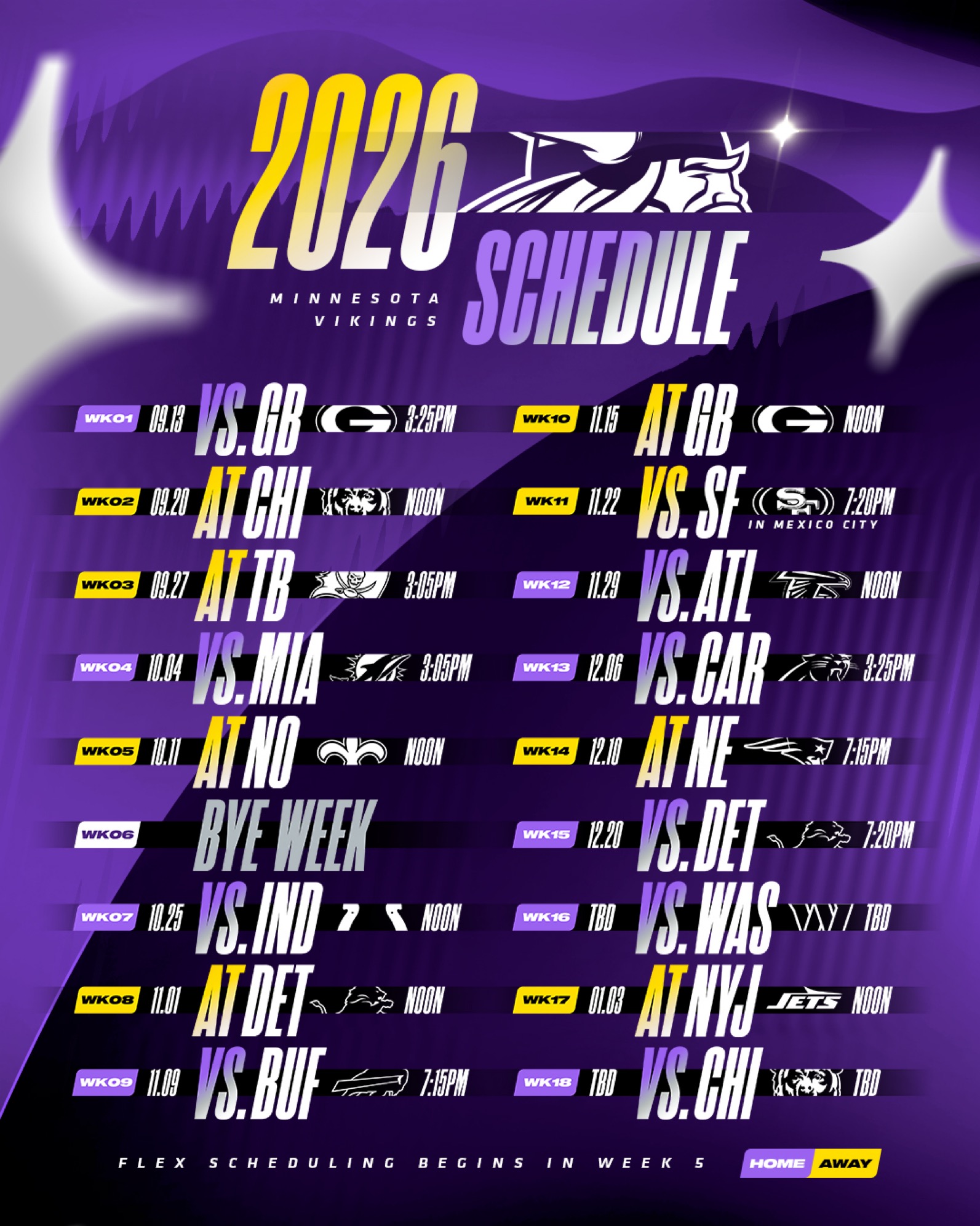 Thoughts on the Vikings 2026-27 schedule