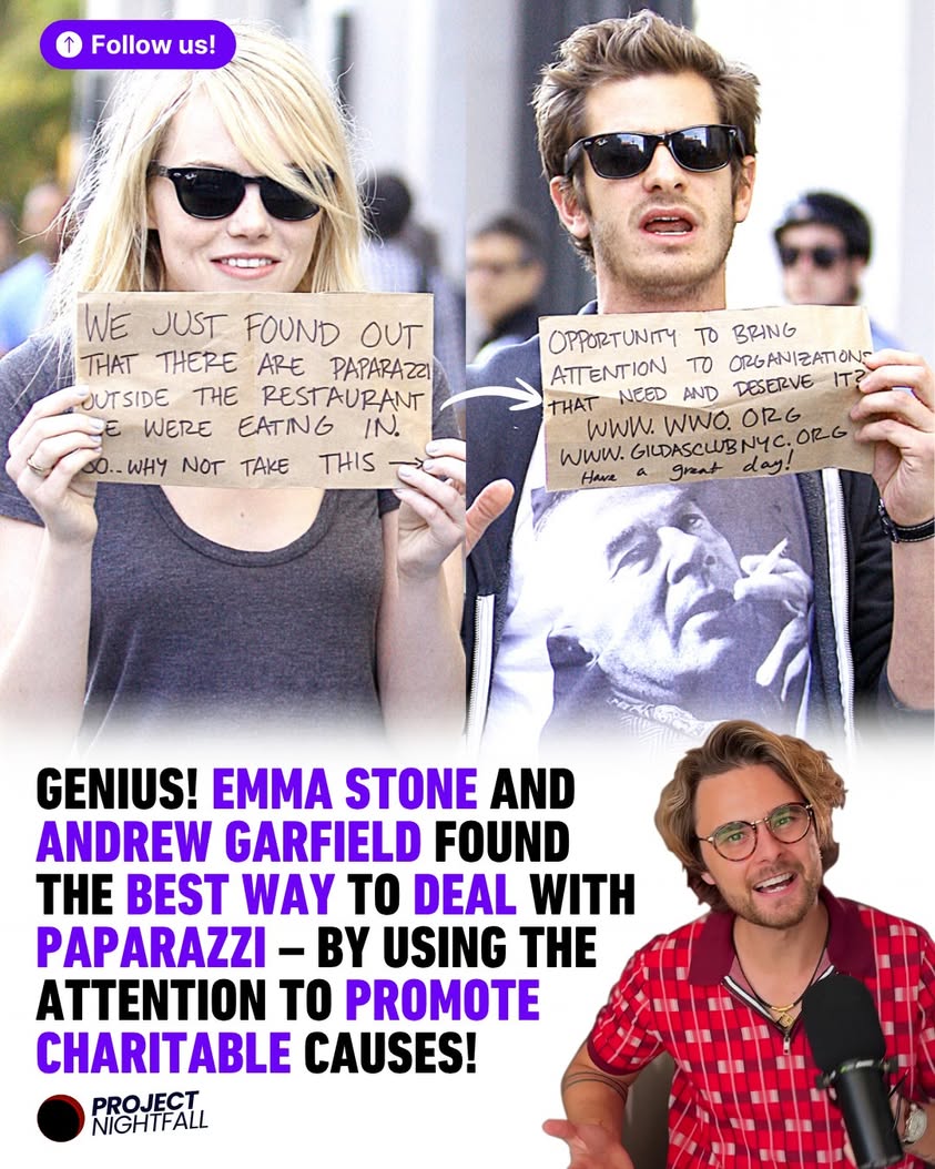 Game changer! Stone & Garfield flip paparazzi script, charity wins big!