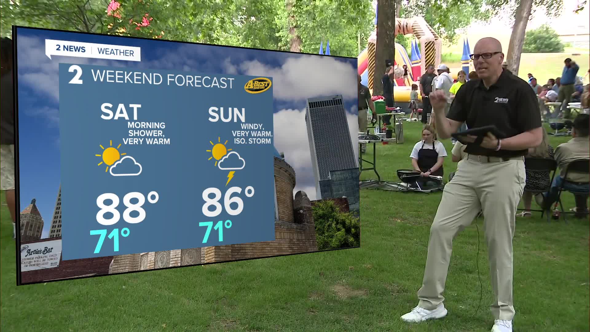 Scattered showers with warm, windy conditions on Friday
