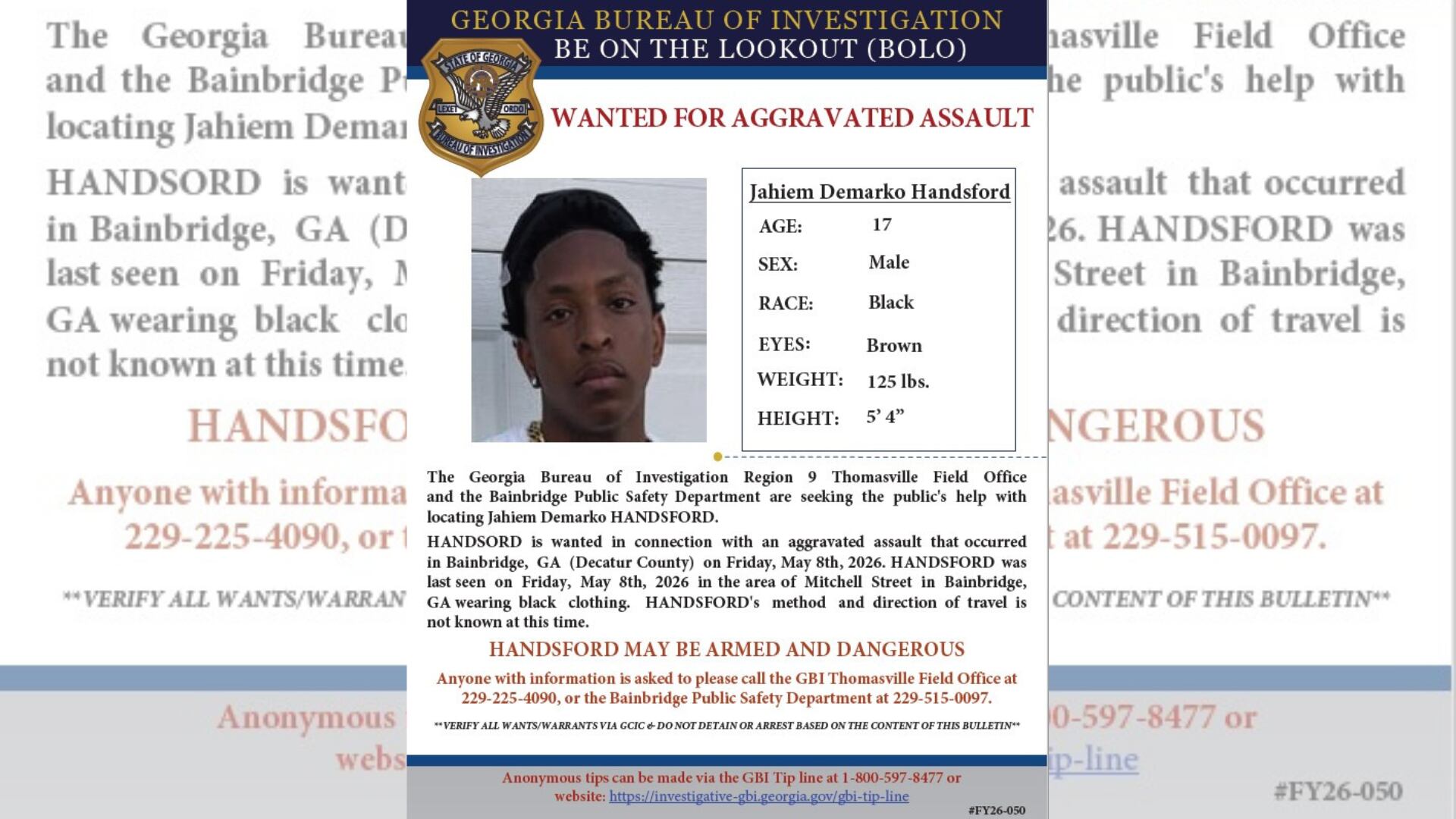 GBI seeks public’s help locating teen wanted for aggravated assault in ...