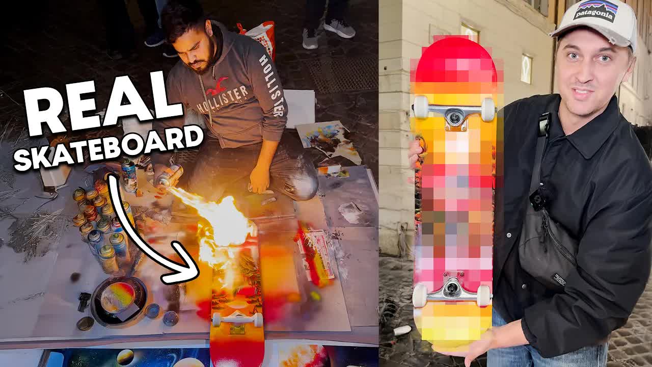 This street artist in Rome turned my skateboard into art