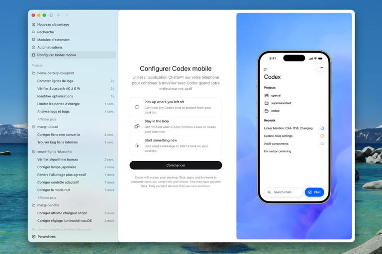 Codex Mobile code et pilote les Mac depuis un smartphone