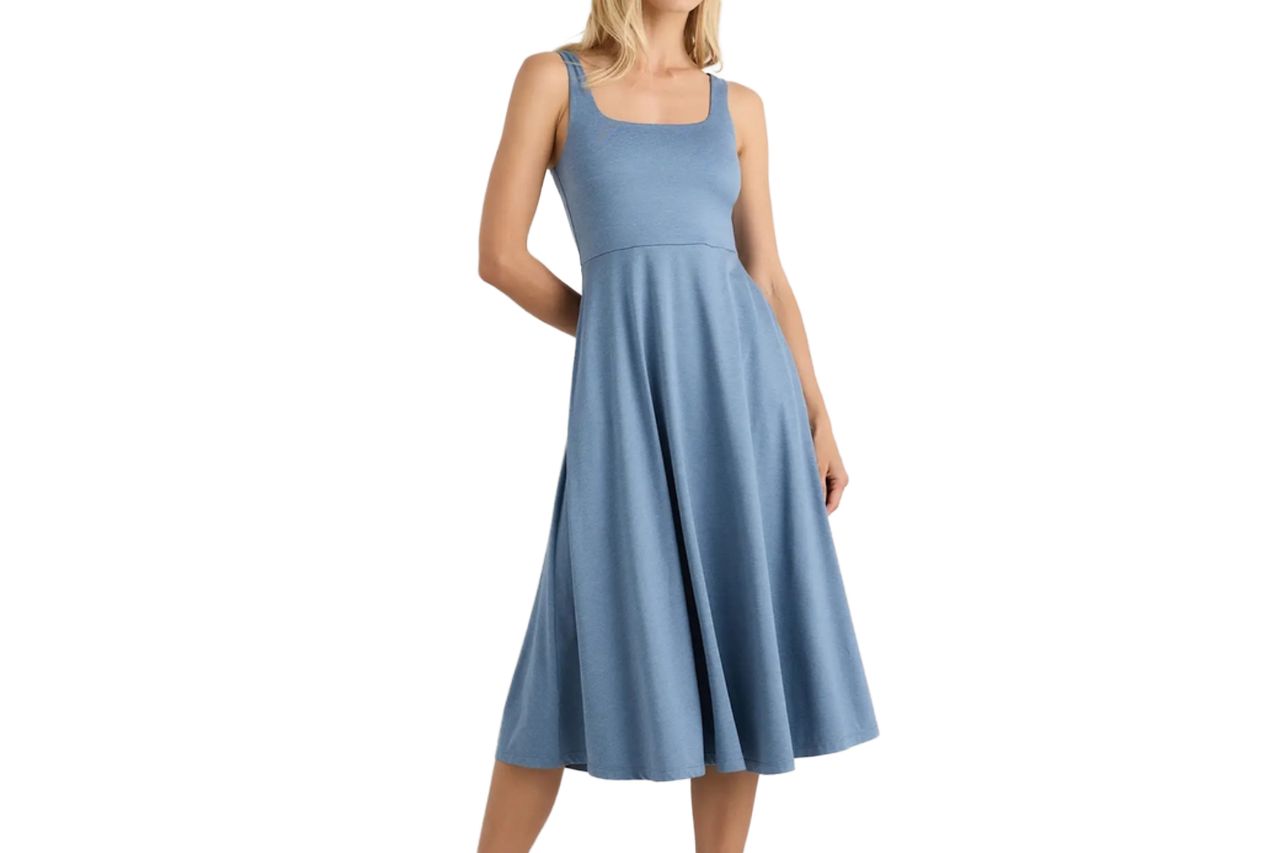 Flowknit Breeze Fit & Flare Dress in Heather Dewstone Blue