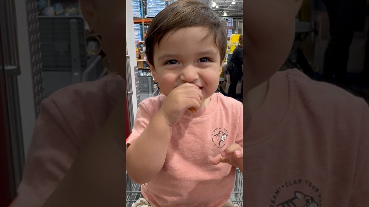 Baby tries Costco free samples for the first time ever