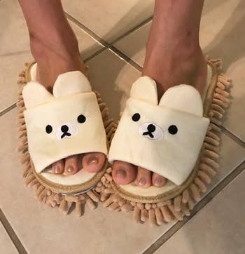 the brown bear face slippers