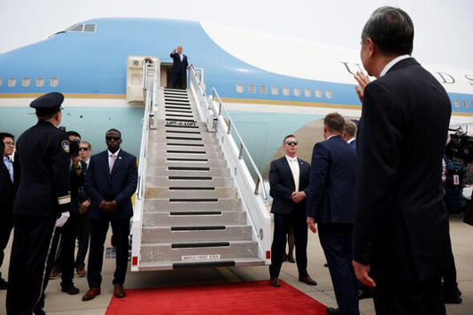 U.S. President Donald Trump Departs China En Route To Washington