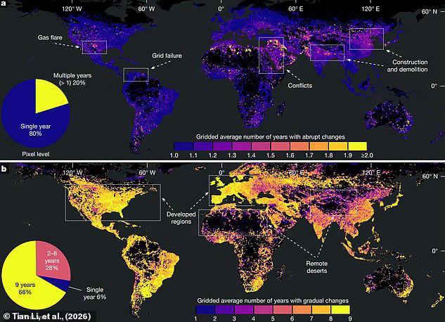 Britain is dimming: NASA maps reveal how night lights are changing ...