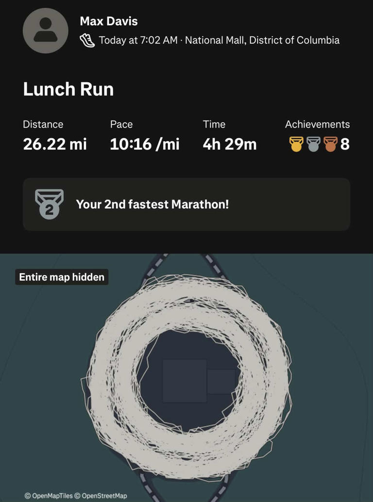 He ran 327 laps around the Washington Monument for his brother