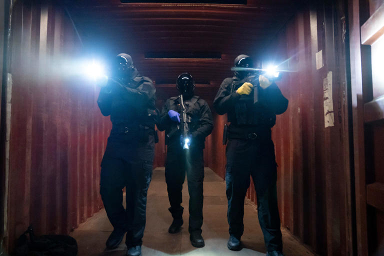 Quincy Isaiah as Deon, Y’lan Noel as Coltrane Wilder, Tre Hale as Stro in episode 104 of Nemesis.