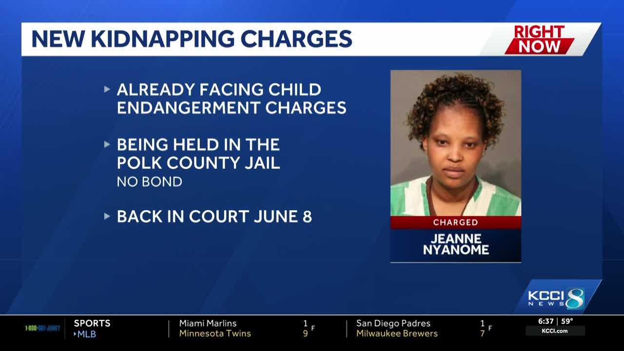 Johnston woman charged with child endangerment now accused of kidnapping