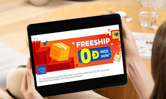 Một quảng cáo chương trình phí ship 0 đồng của Shopee. Ảnh: Shopee