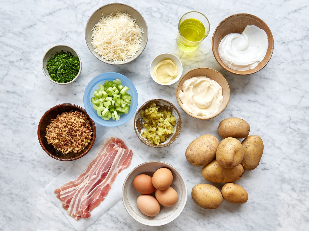 Ingredients to make million dollar potato salad