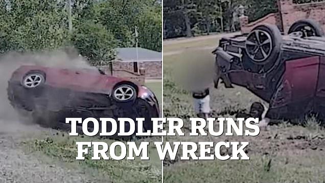 Toddler runs from wrecked car after police chase ends in crash
