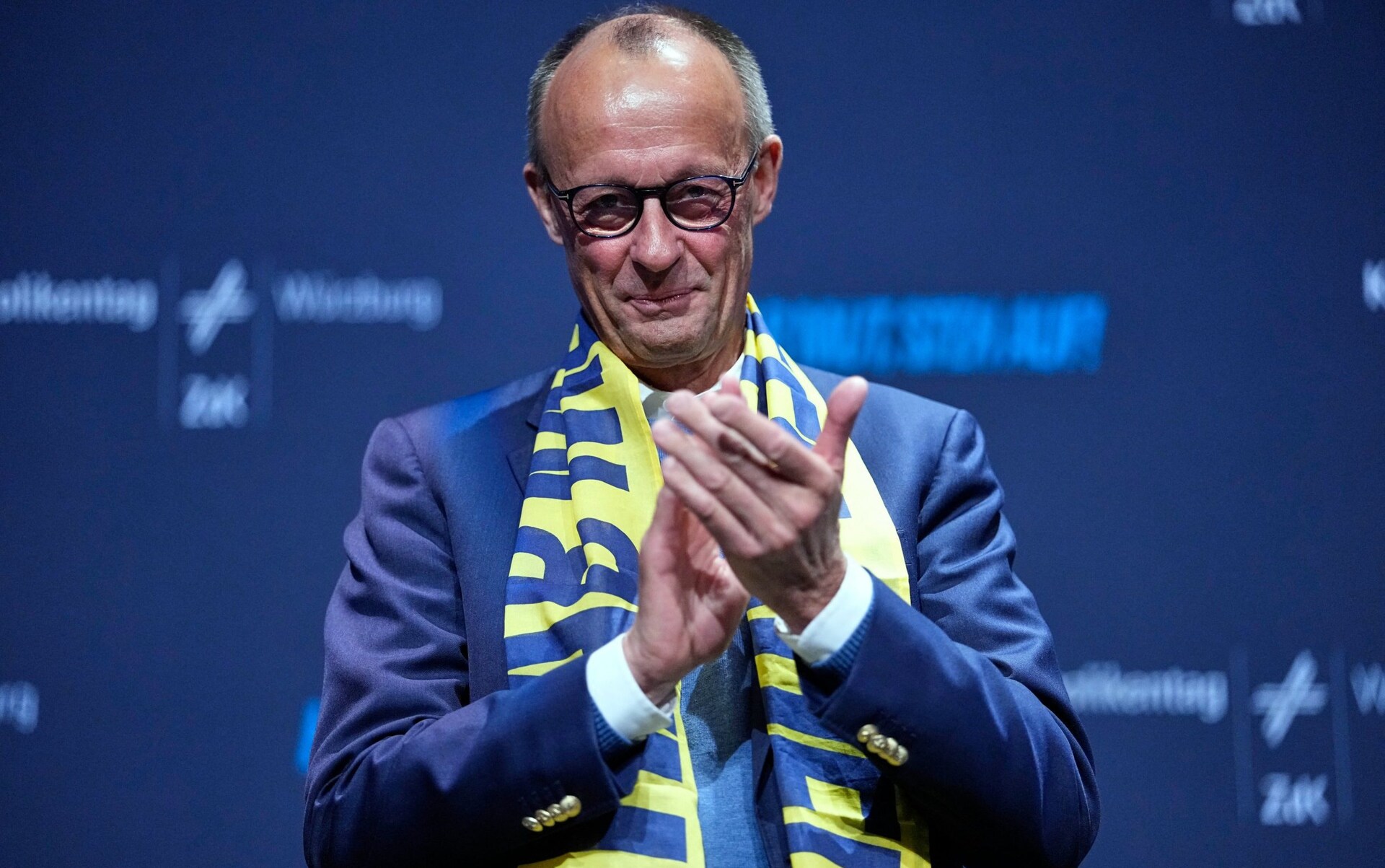 Friedrich Merz at Friday's discussion with young people, part of a Catholic congress