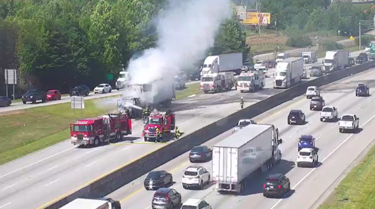 Lanes reopened after tractor trailer fire shuts down southbound lane of ...
