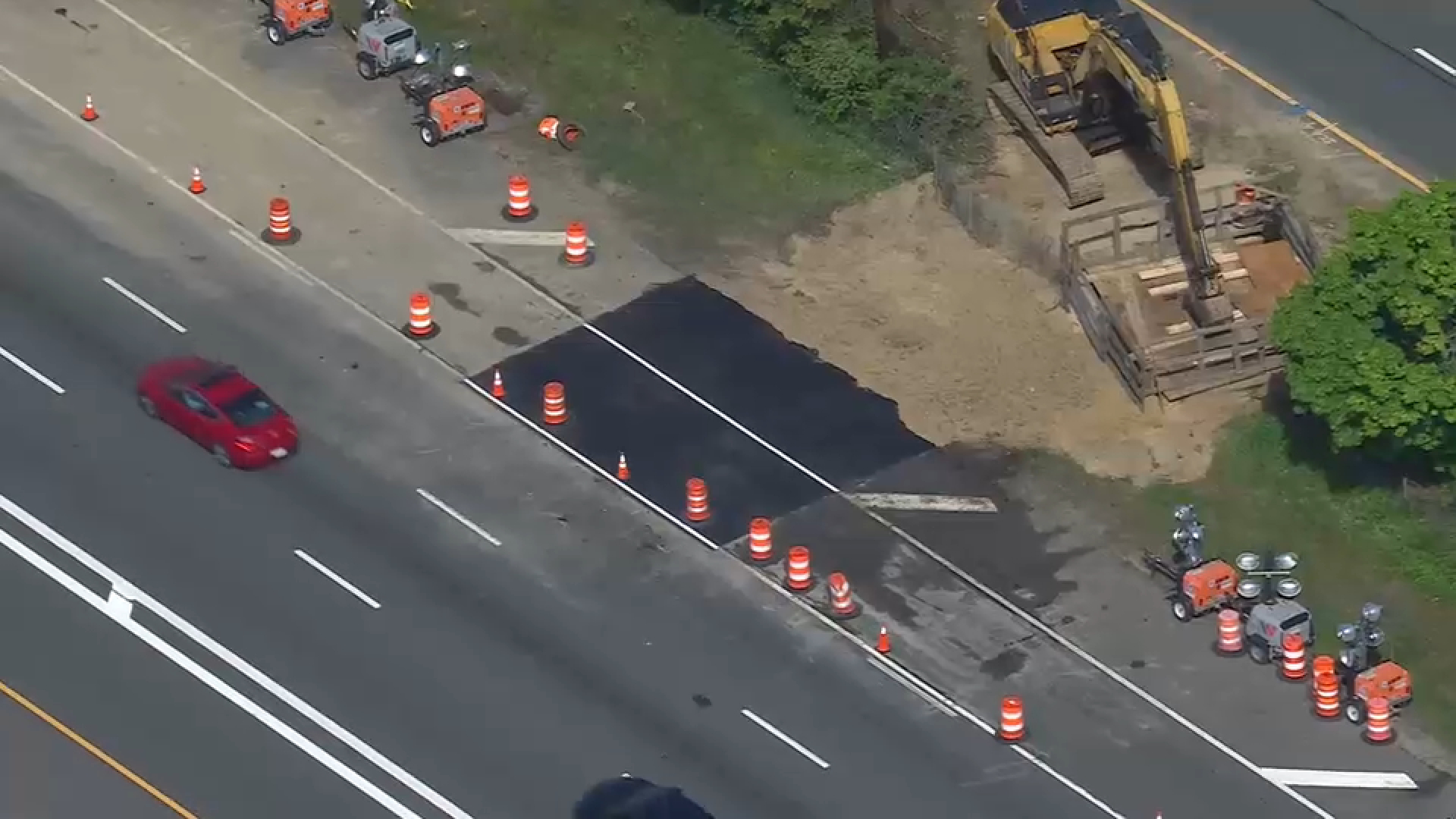 Large sinkhole repaired on Long Island Expressway in Melville