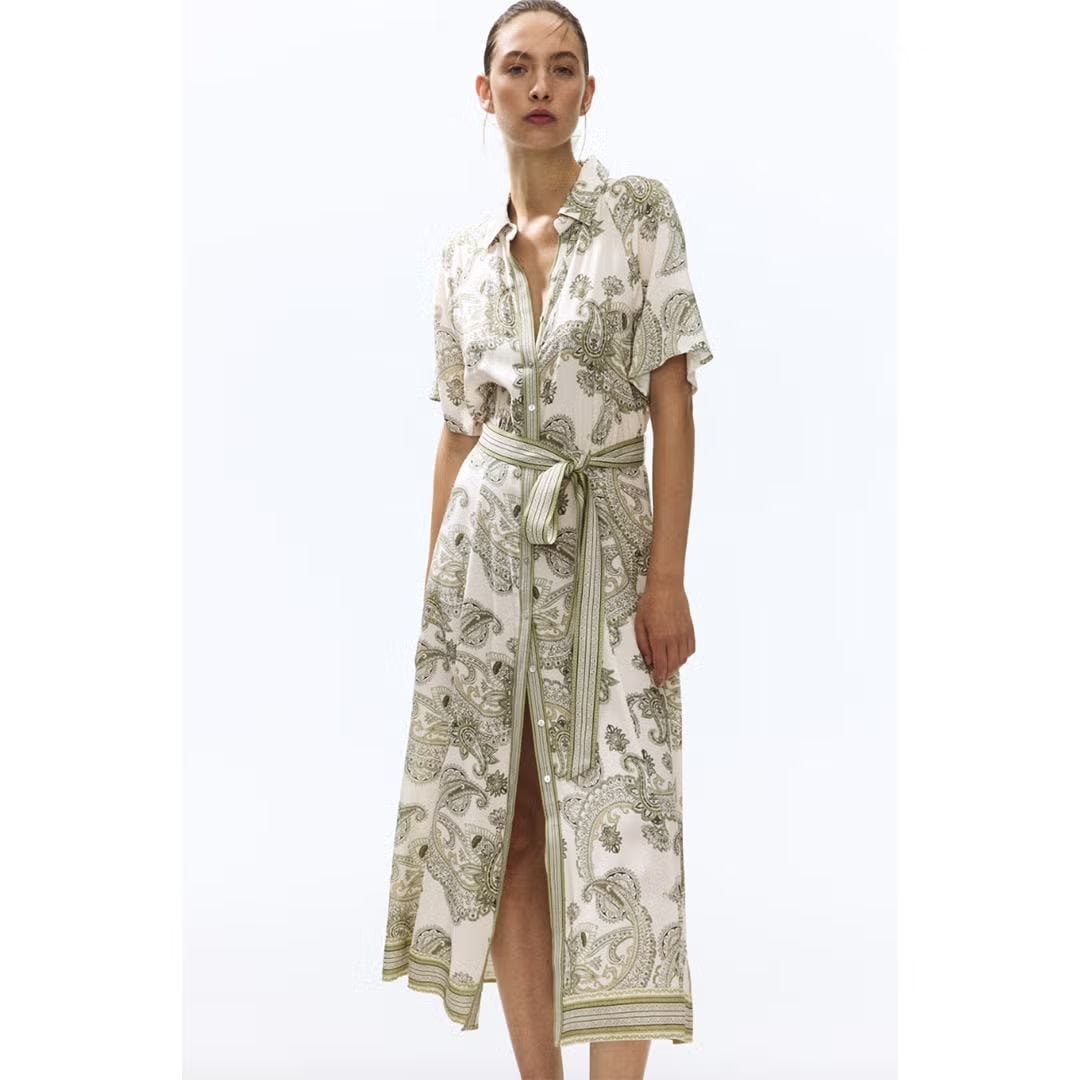 h and m green floral dress Positano dress in mint floral main image 1