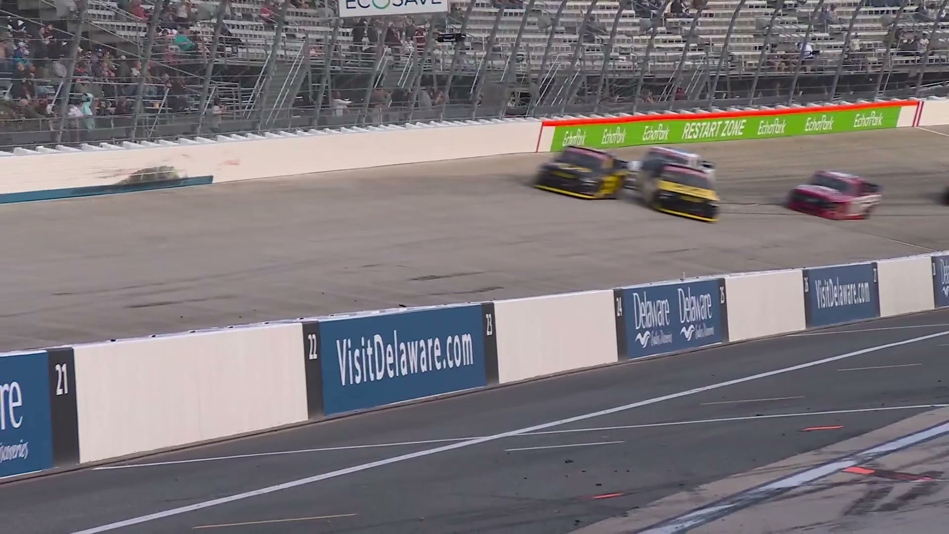 Tyrrell spins out of control after slight contact from Bowyer