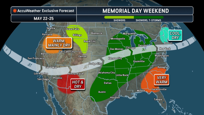 Memorial Day weekend weather to split the country in half