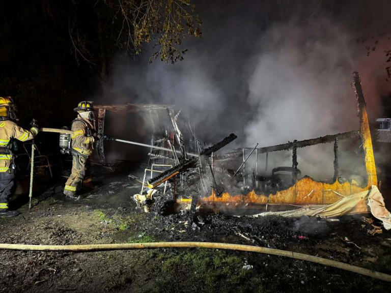 Photos: Shed fire damages Crawford County home, garage Thursday night