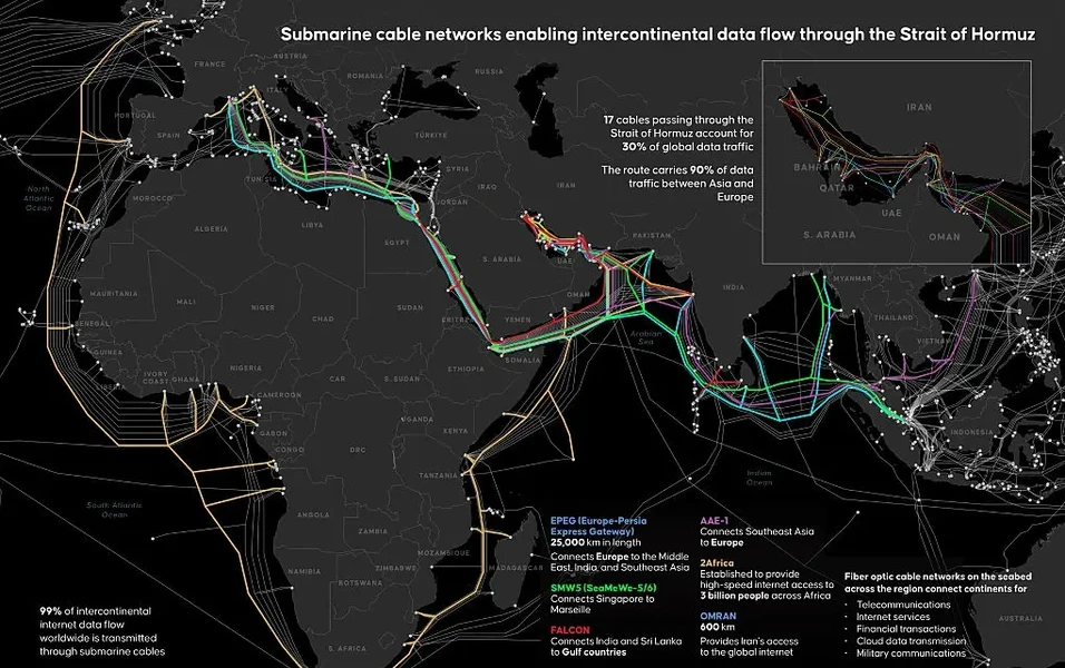 Iran eyes fees on internet cables through Hormuz