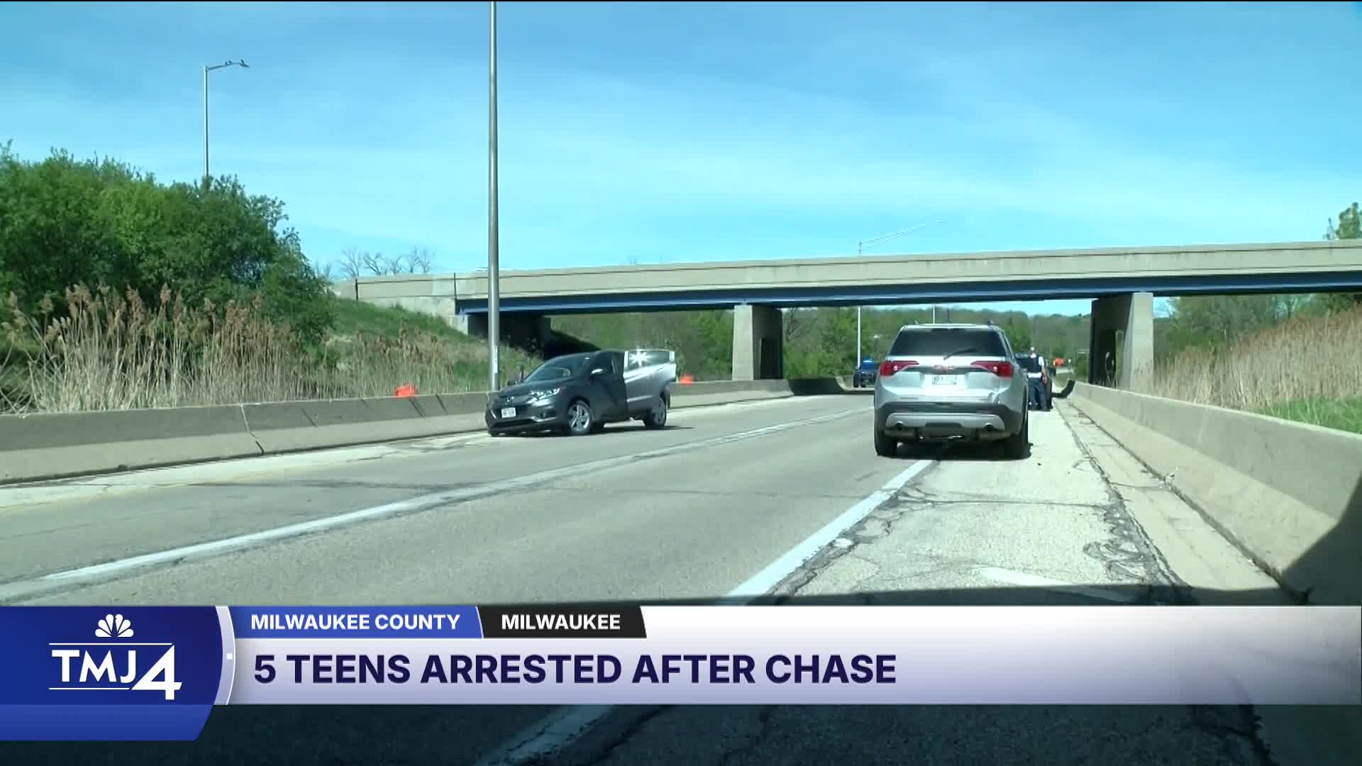 5 teens arrested after chase
