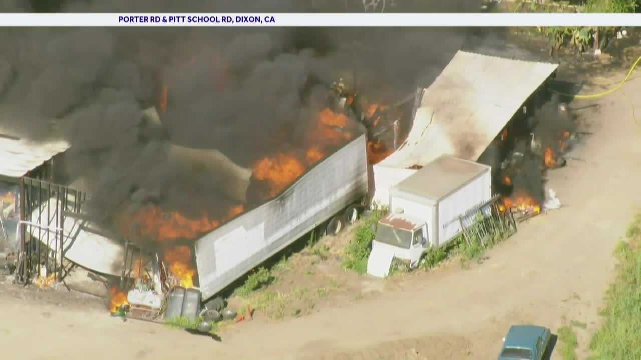 Crews respond to large building fire near Dixon