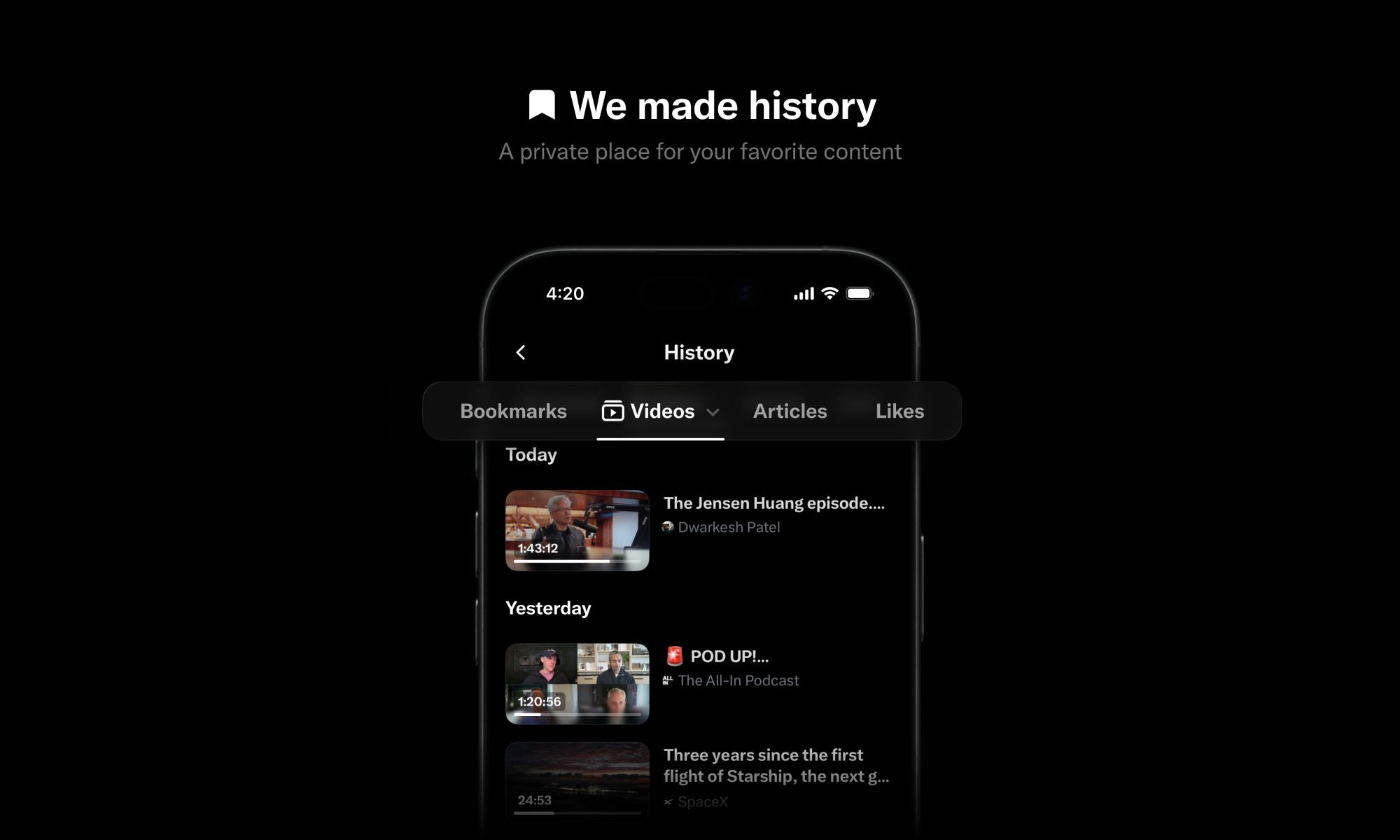 X gets a history tab where you can relive all the cursed stuff saved ...