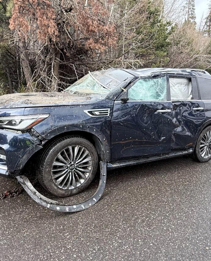 One injured after SUV loses control during storm
