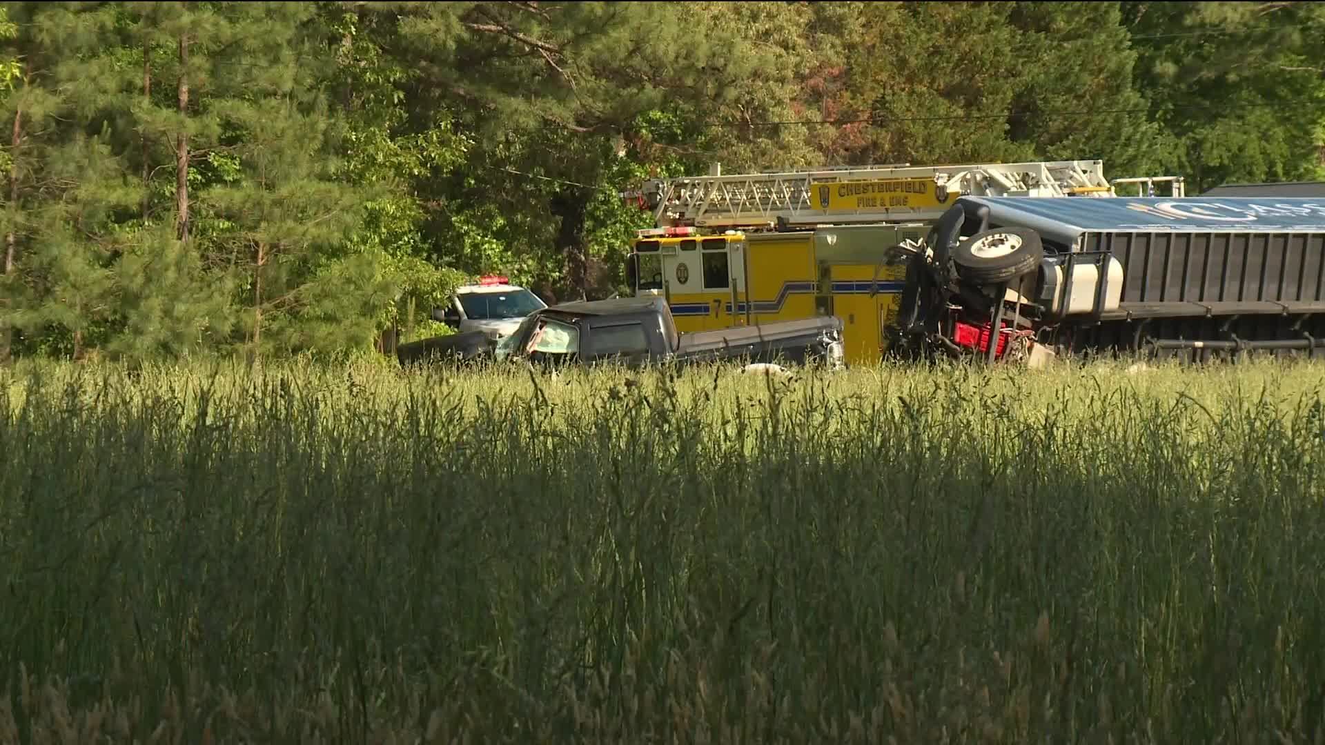 Person seriously hurt in Chesterfield crash involving box truck and car