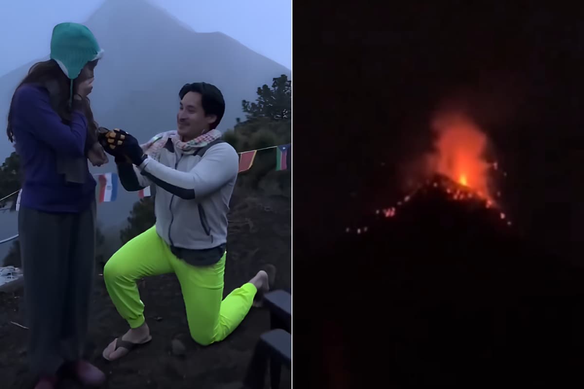 Man proposes in Guatemala as volcano erupts behind him, internet calls ...