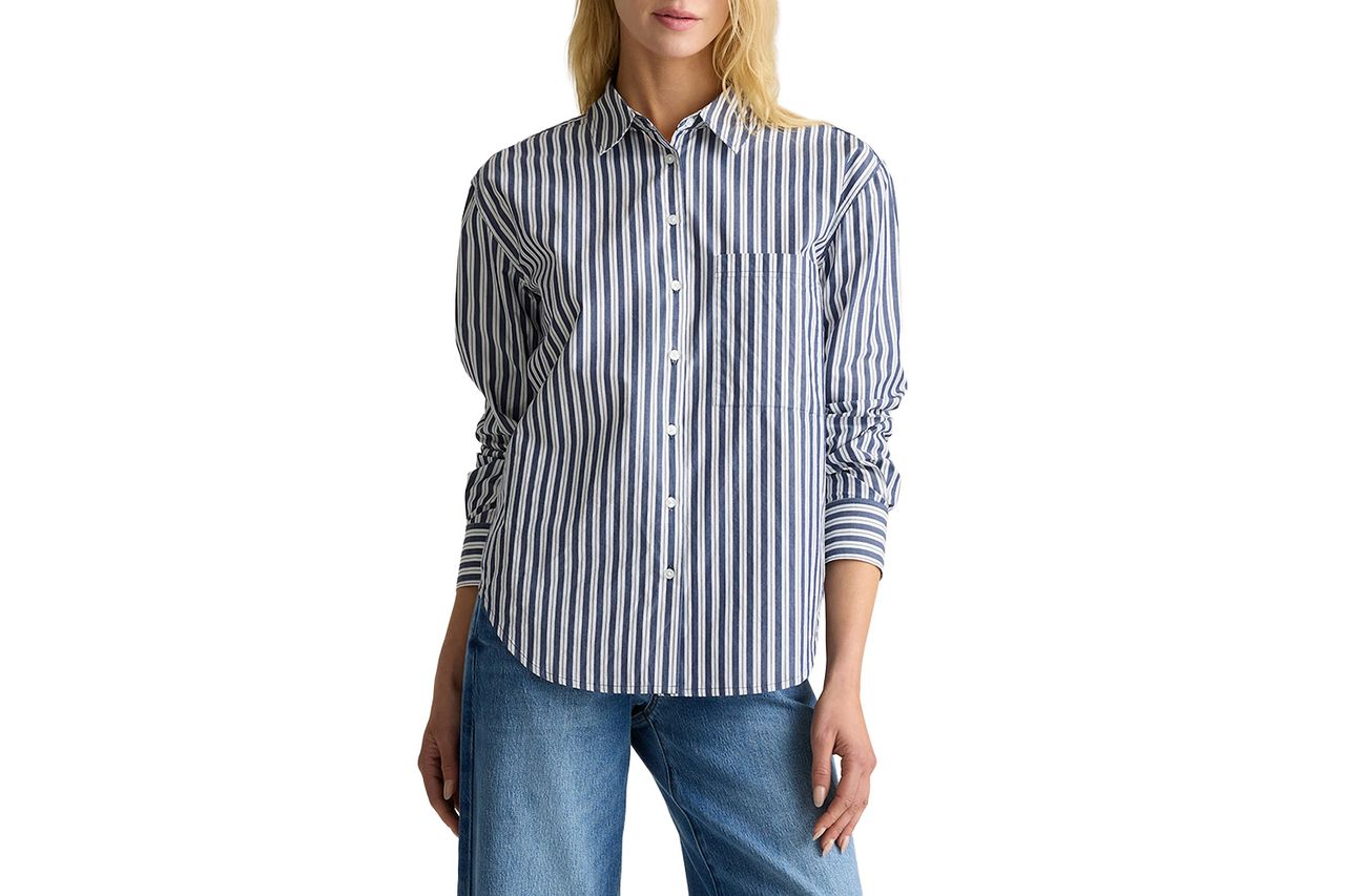 100% Organic Cotton Poplin Long Sleeve Boyfriend Shirt