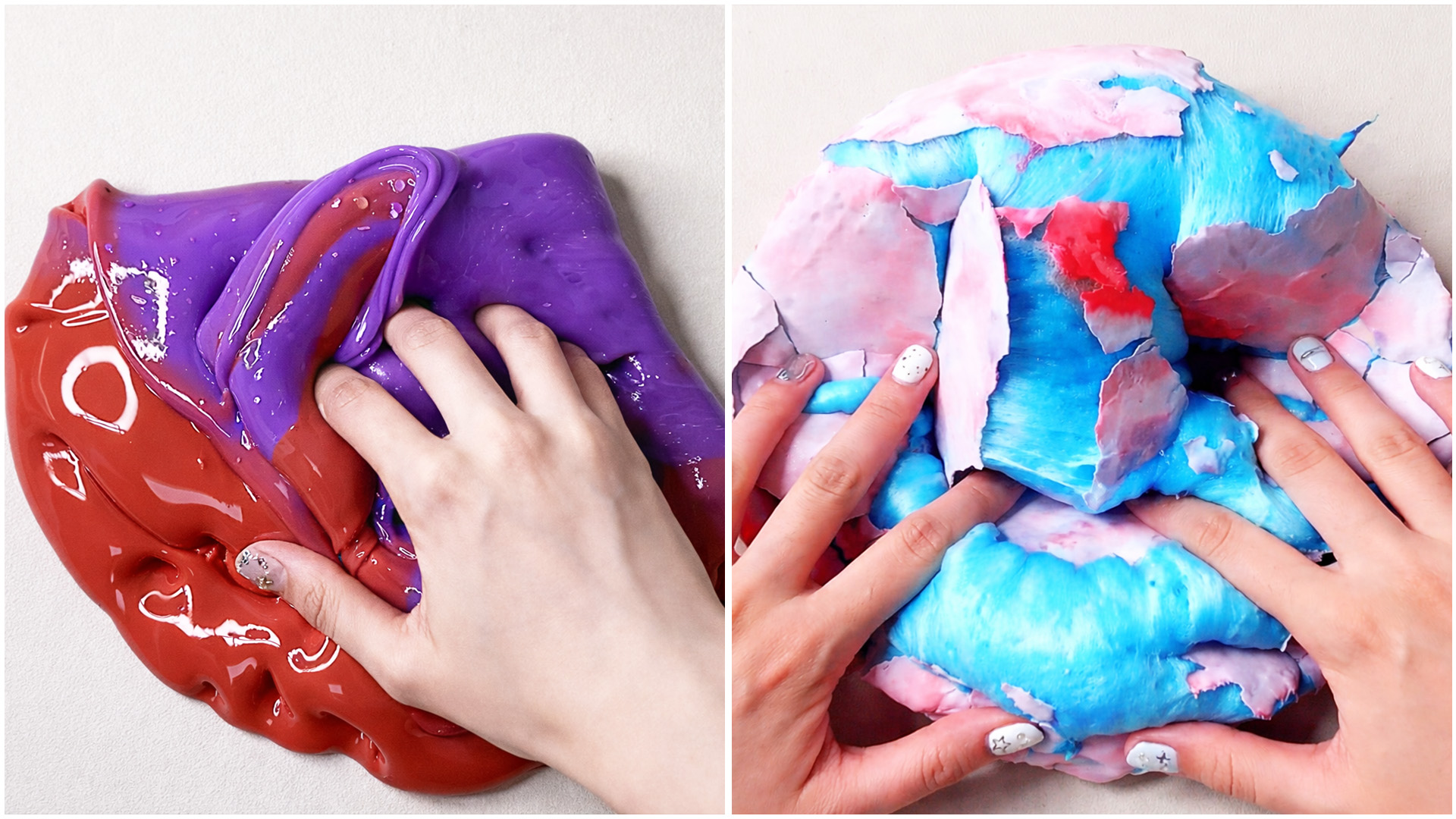 Color mixing slime crunch and glossy stretch