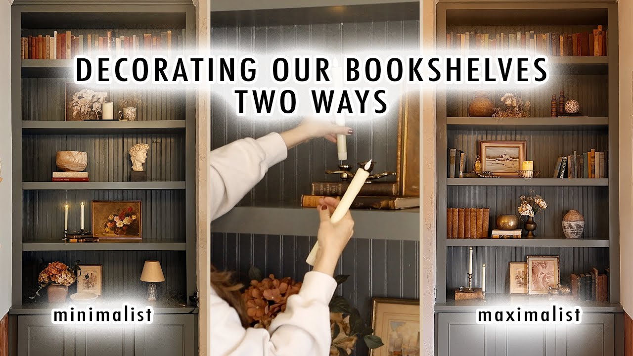 Minimalist vs maximalist bookshelf decorating ideas