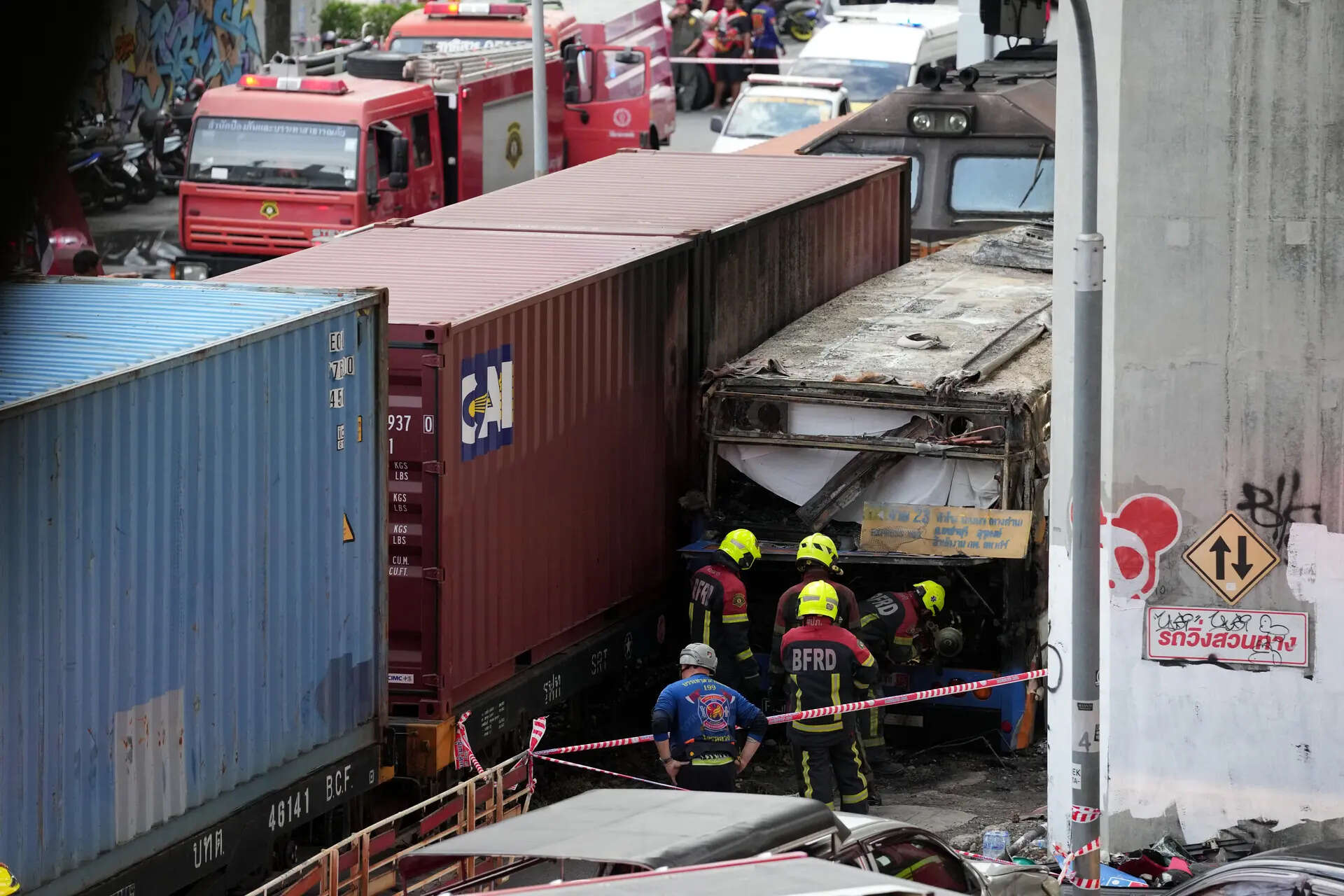 At least eight dead, 32 injured in Thailand after freight train hits bus