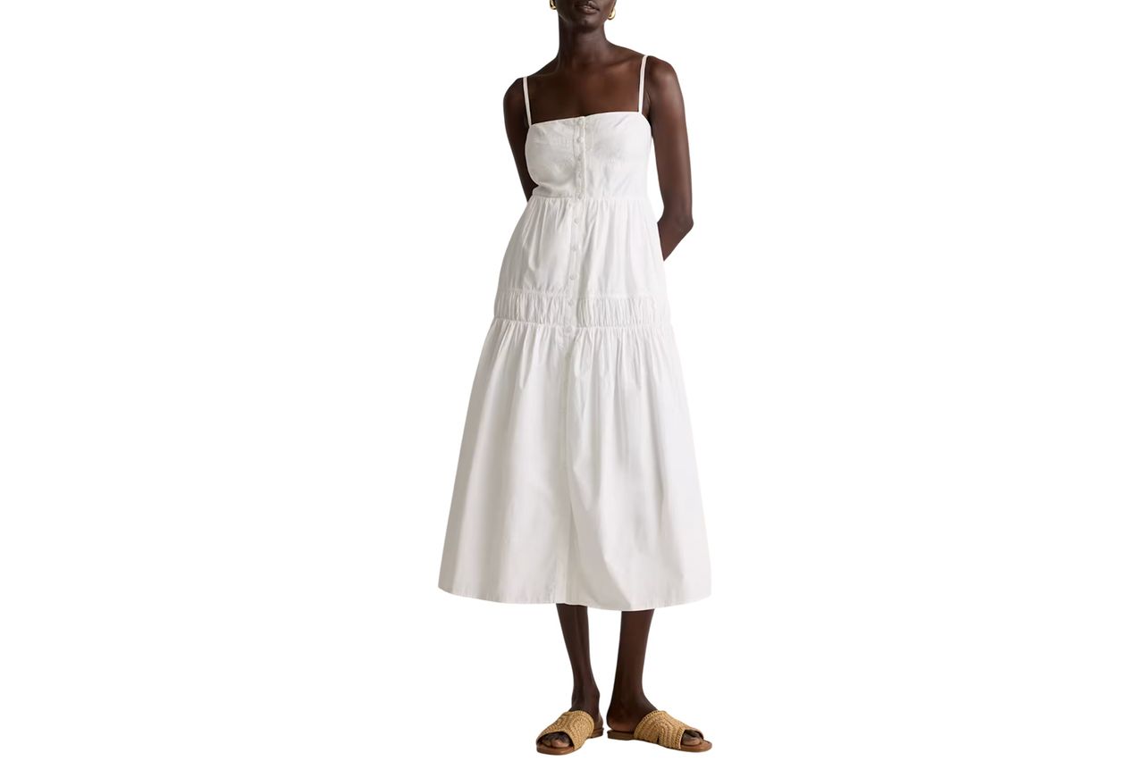 100% Organic Cotton Poplin Spaghetti Strap Maxi Dress