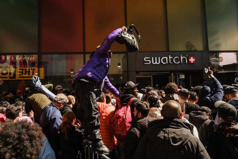 Chaos at NYC Swatch stores as brand launches limited-edition ...