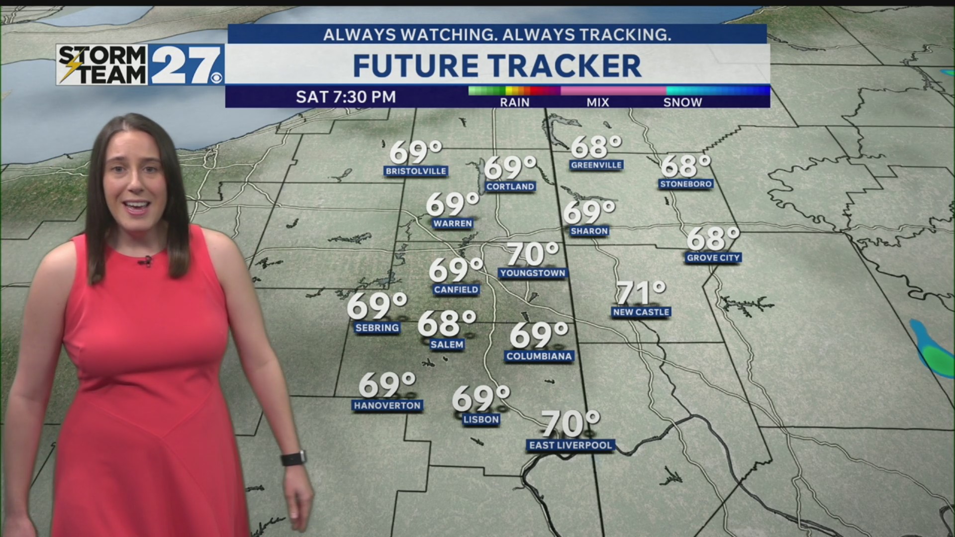 Mainly cloudy and isolated showers this evening