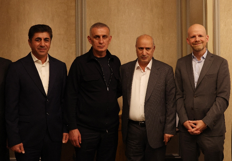 Soccer Football - Iran Football Association president Mehdi Taj meets FIFA secretary general Mattias Grafstrom - Istanbul, Turkey - May 16, 2026 Iranian FA President Mehdi Taj, FIFA Secretary-General Mattias Grafstrom, Turkish Football Federation president Ibrahim Haciosmanoglu and Secretary General Hedayat Mombeni. REUTERS/Murad Sezer