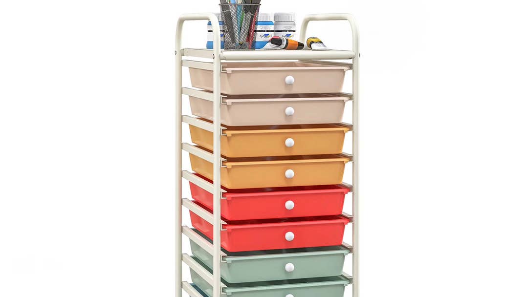 costway-10-drawer-rolling-storage-cart